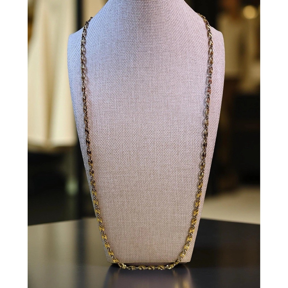 Vintage Monet Gold Tone Long Link Necklace 34.5" Statement Chain Necklace